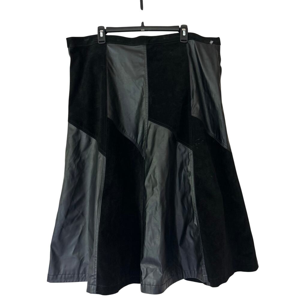 Jamie Nicole Vintage Genuine Leather Patchwork Midi Skirt Black emo goth boho 22 - Picture 2 of 8